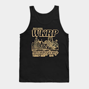 First Annual WKRP Thanksgiving Turkey Drop 1978 Cincinnati City Skyline 5 Tank Top